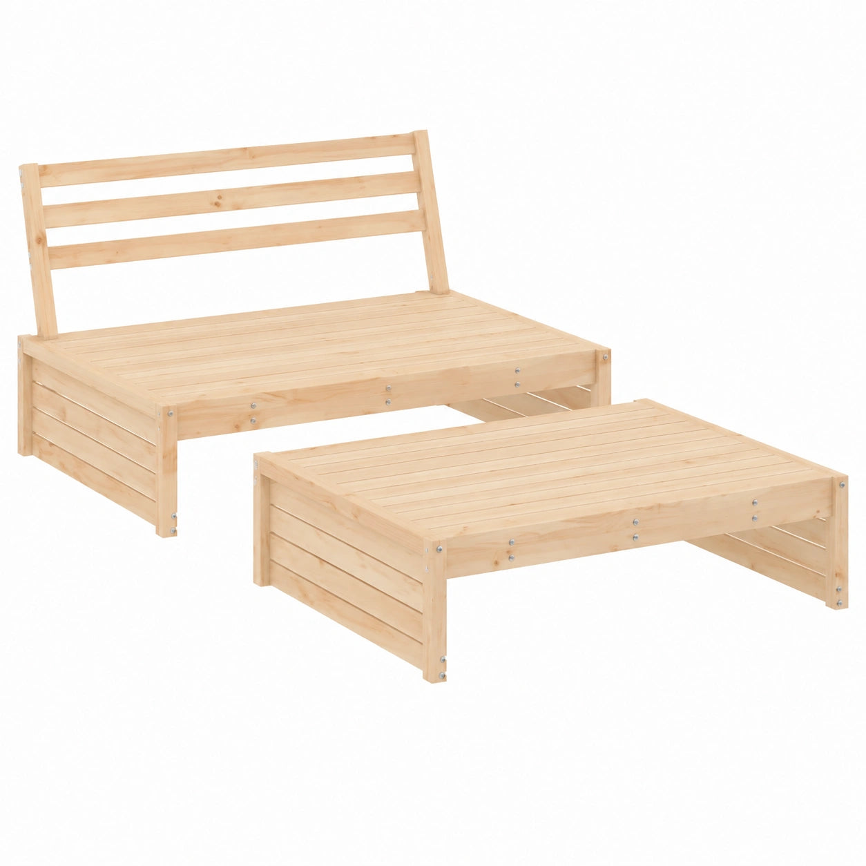 Garten-Lounge-Set aus Kiefernholz, Modularsofa mit Hocker & Tisch, Ideal für Terrasse & Balkon, Langlebige Gartenmöbel aus Naturholz