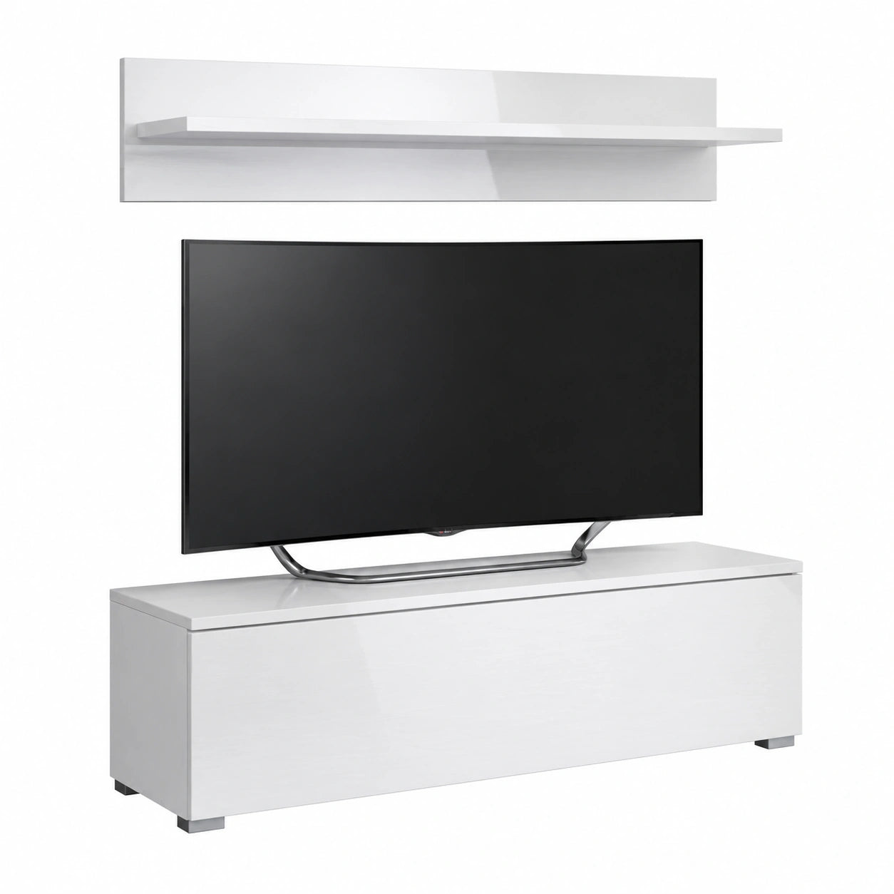 Elegante Wohnwand-Set für Wohnzimmer, 2-teilig, Hochglanz Weiß