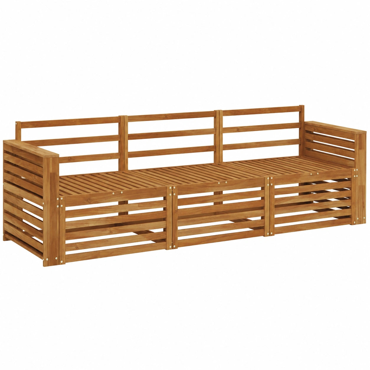 Akazienholz Outdoor-Sofa-Set, modulares Gartensofa, ergonomische Terrassenmöbel, naturfarben