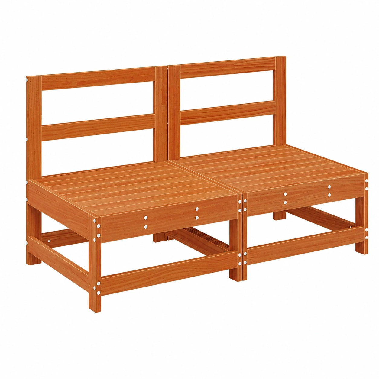 Outdoor Mittelssofa aus Kiefernholz, 2-teiliges Set für Garten und Terrasse, Lounge-Element, wetterfest, 124 x 62 x 70,5 cm