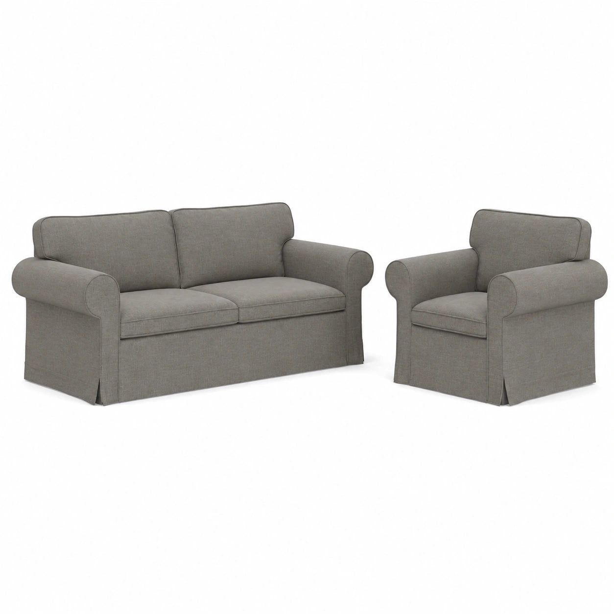 Modernes 2-teiliges Sofaset in Taupe, 175 x 82 x 80 cm, Stoff