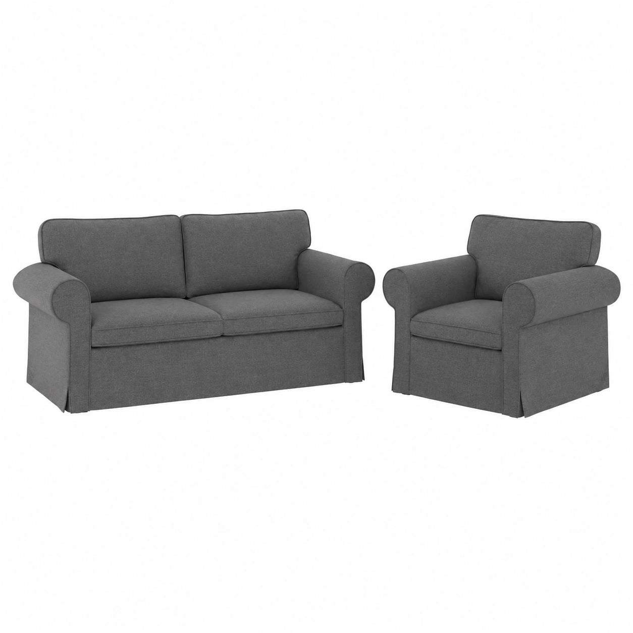Modernes 2-teiliges Sofaset in Dunkelgrau, Stoffbezug, 175 x 82 x 80 cm