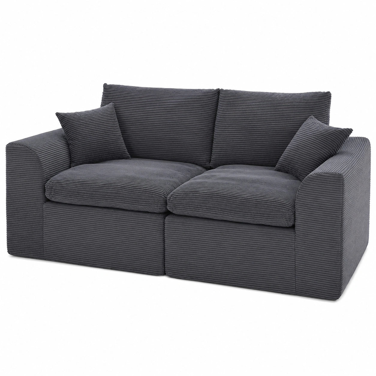 Nordisches Sofa Zweisitze mit Federkern, abnehmbar Dunkelgrau