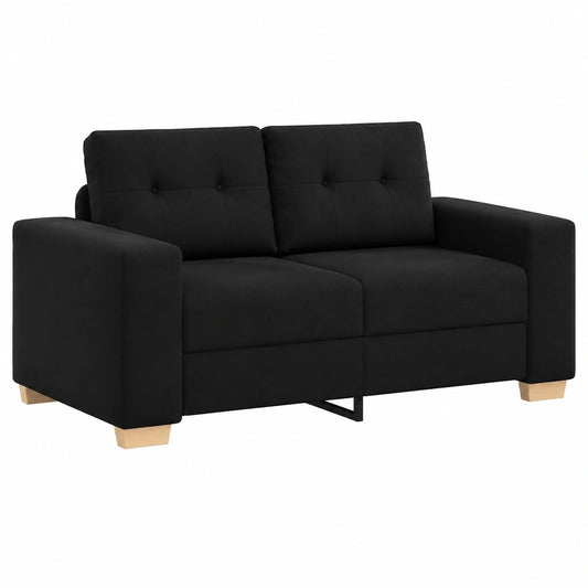 Gemütliches Schwarzes Zweisitzer-Sofa aus Stoff 160x77x82 cm
