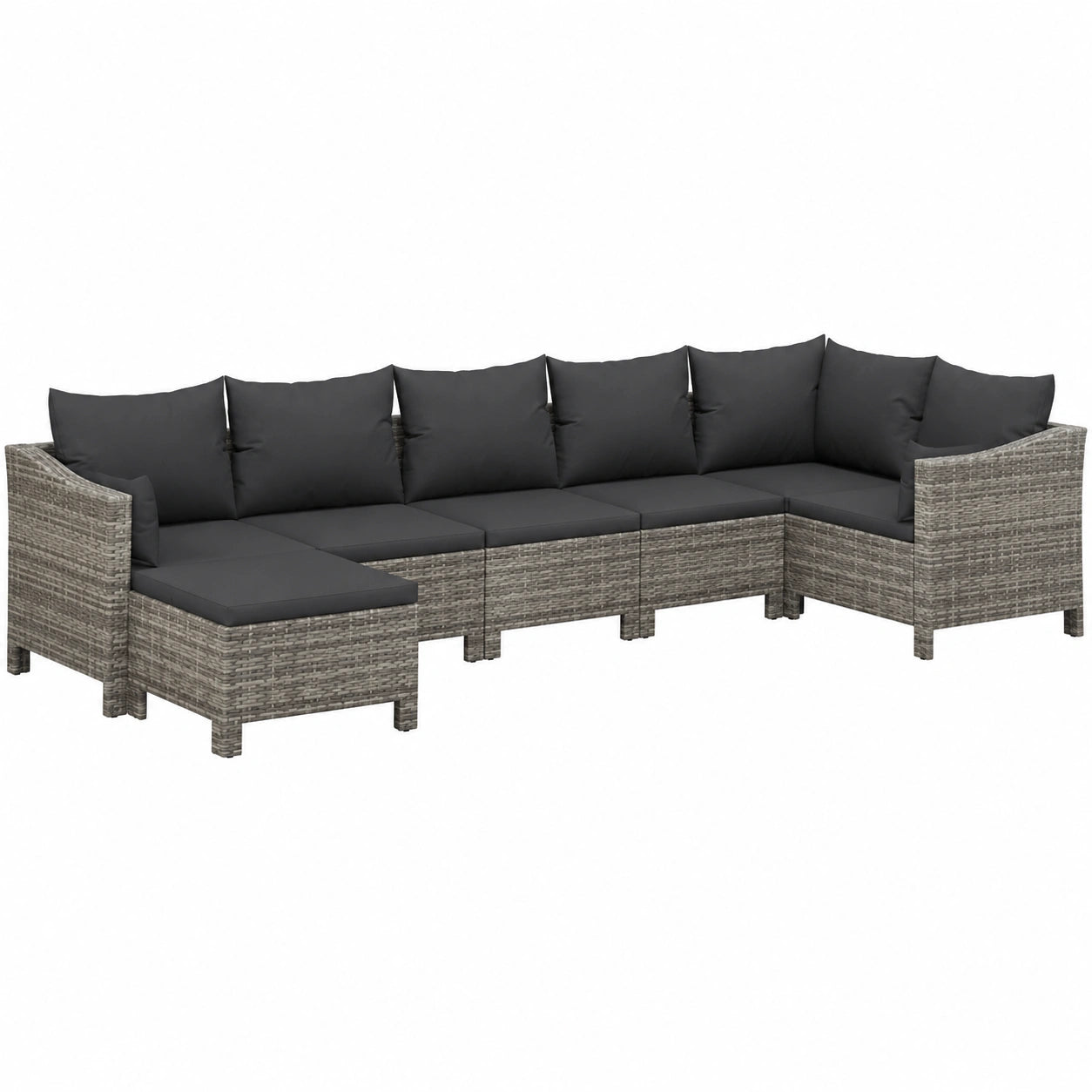 Rattan Gartenlounge Set, 7-teilig, Modulsofa 63 cm für Terrasse