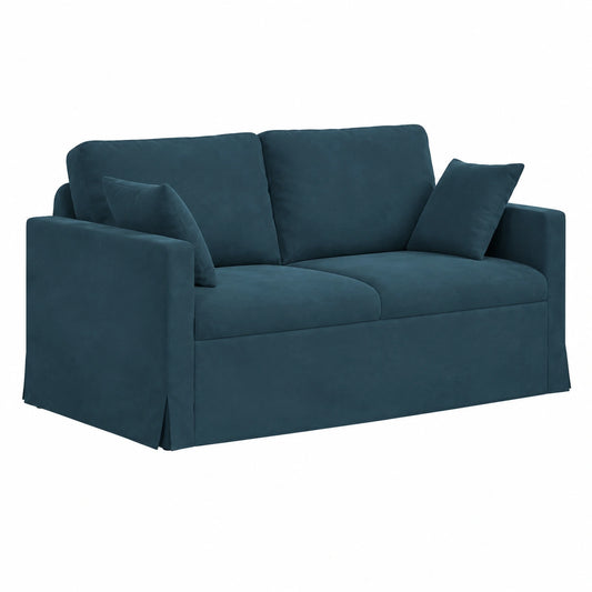 Moderne 2er Sofa-Garnitur in Blau, Samt, 158x78x80 cm, Ergonomisch und Langlebig für Stilvolles Wohnzimmer