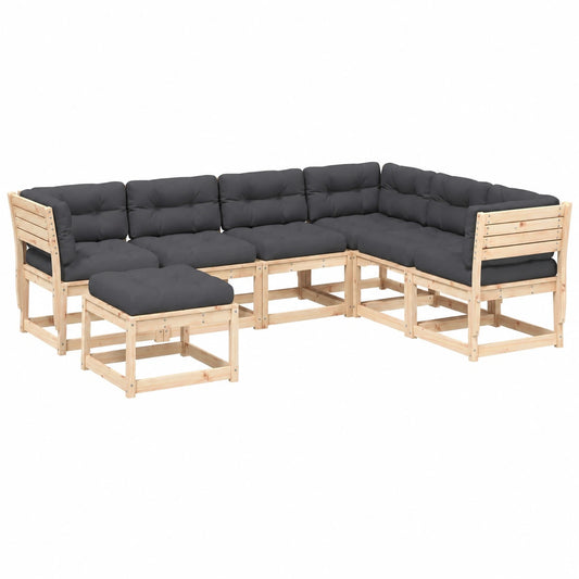 Garten-Lounge-Set aus Kiefernholz, modulares Sofa für Terrasse, inkl. anthrazitfarbene Polster