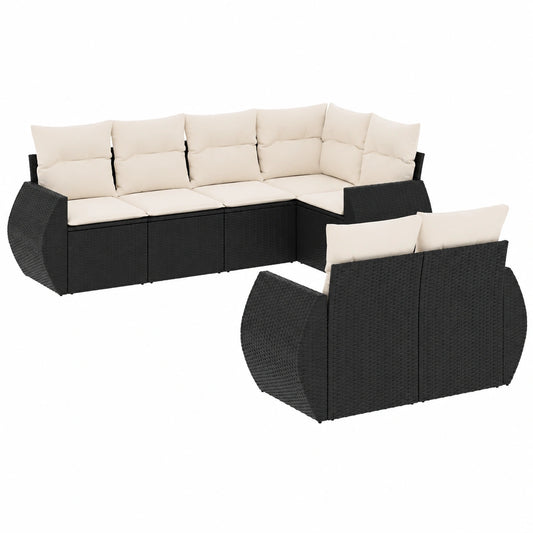 Modulares 7-teiliges Rattan-Sofa-Set mit Stauraum, Inklusive Kissen für Terrasse und Balkon, Schwarz