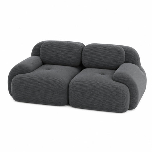 Vutizal 2-Sitzer Schlafsofa mit Cordbezug, Kompaktes Design für Wohnzimmer, Geschwungene Armlehnen, Graue, Keine Montage erforderlich