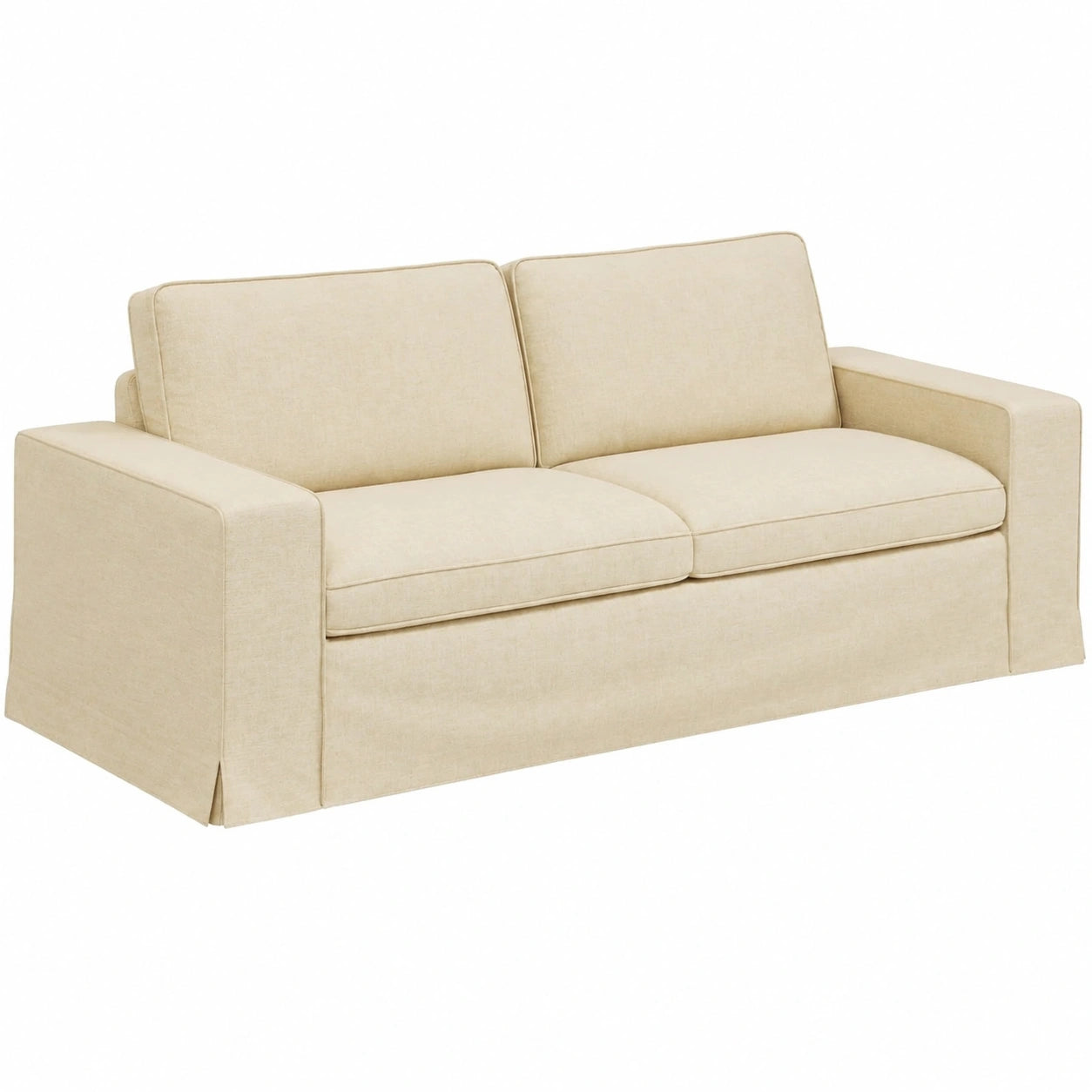 Modernes cremefarbenes Stoffsofa, 3-Sitzer, 222 x 80 x 82 cm, mit stabilem Metallrahmen und ergonomischer Polsterung, modulares Design
