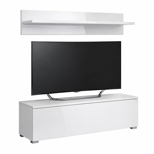 Elegante Wohnwand-Set für Wohnzimmer, 2-teilig, Hochglanz Weiß