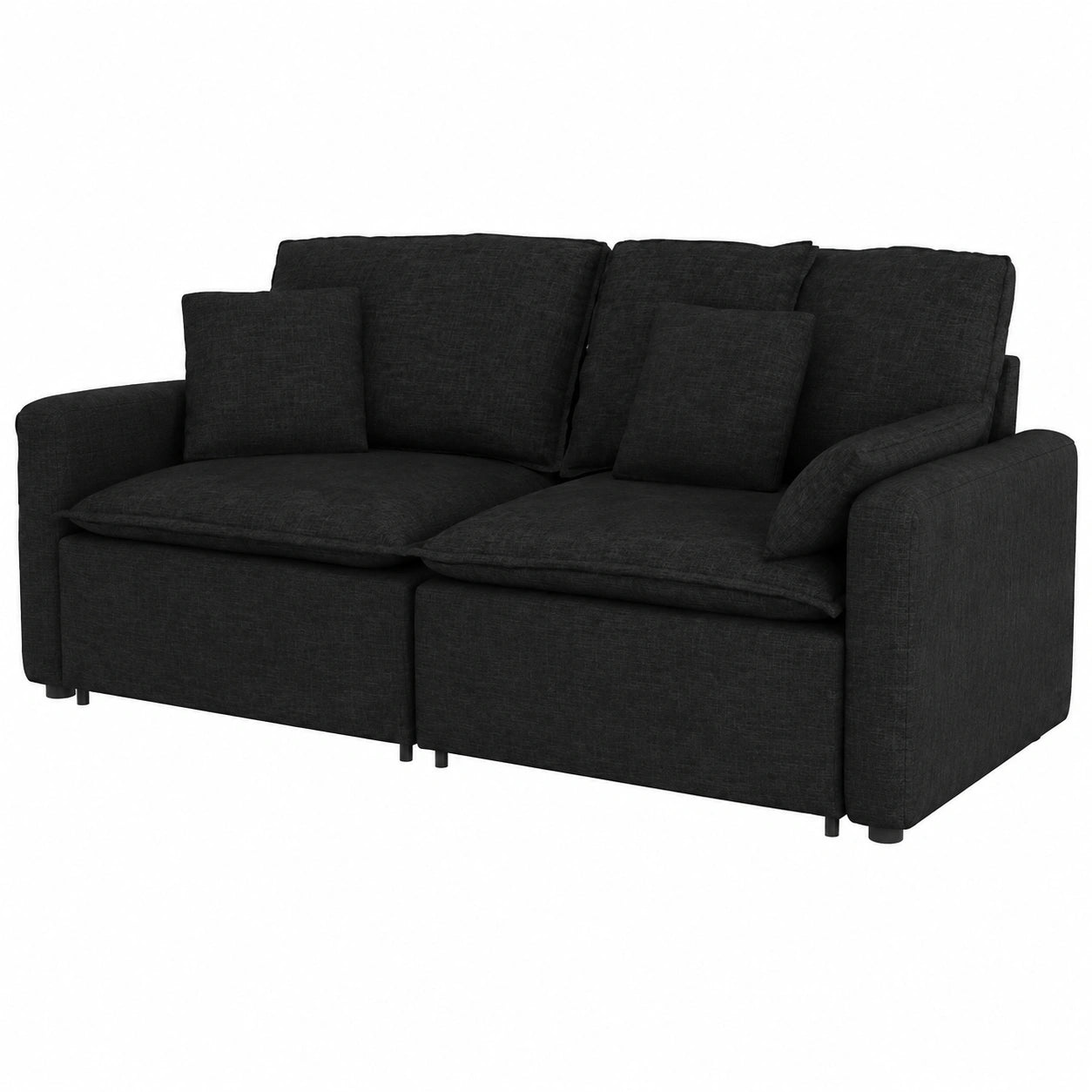 Schwarzes Modulares Sofa Modul mit Armlehne, 100 cm, Stoff, Metallrahmen, Wohnzimmer
