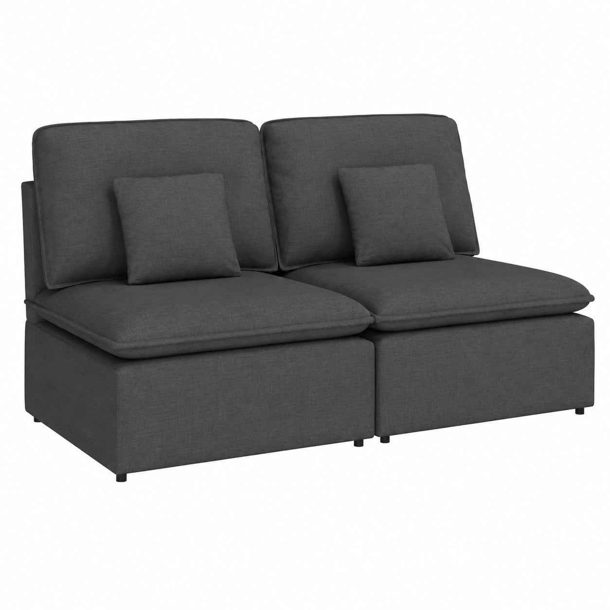 Modulares Mittelsofa in Dunkelgrau mit Kissen und Metallrahmen, Textilene-Polsterung, 100 cm für Wohnzimmer