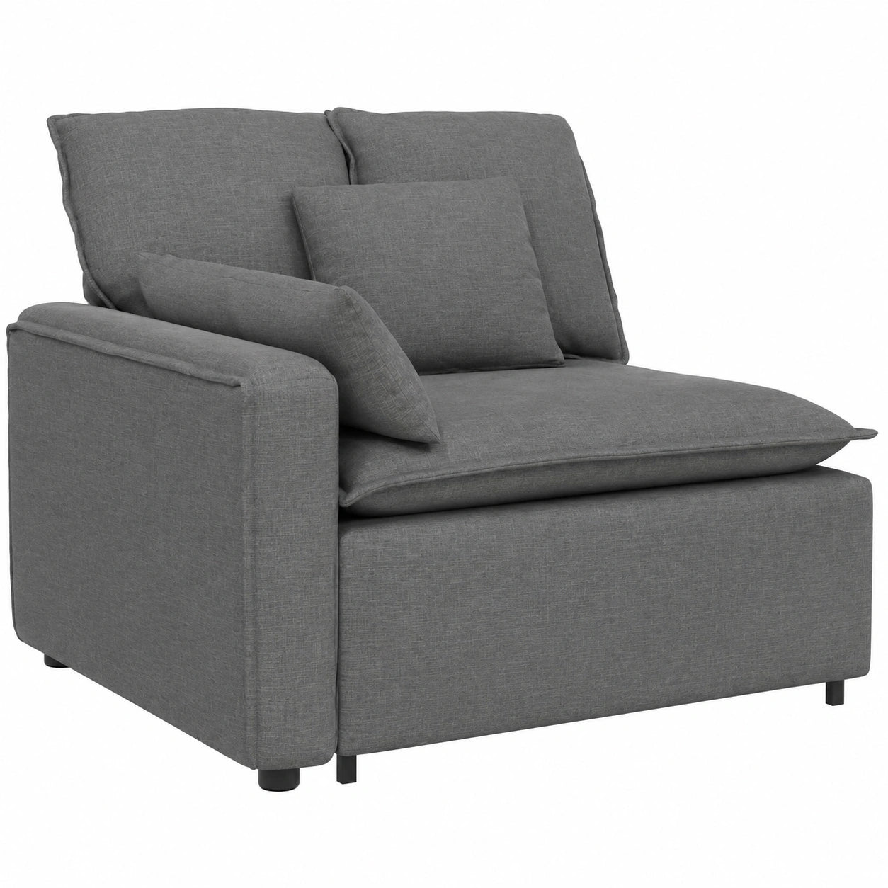 Modulares Endsofa mit Armlehne und Kissen in Dunkelgrau, 100 cm