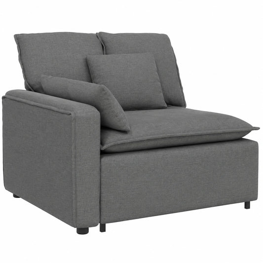 Modulares Endsofa mit Armlehne und Kissen in Dunkelgrau, 100 cm