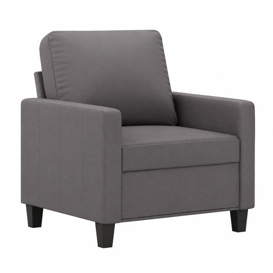 Moderner Willood Sessel aus Kunstleder, Sofa für Wohnzimmer und Gästezimmer, Grau, 60 cm