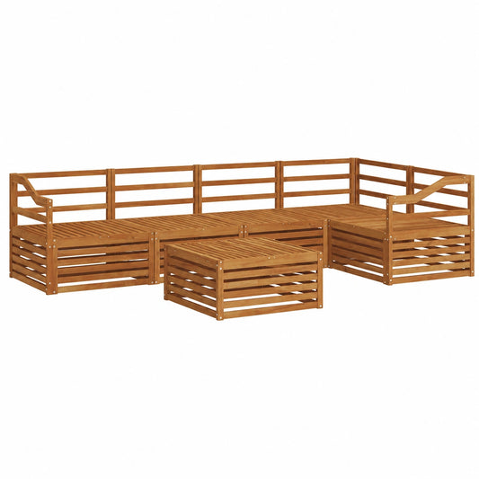Modulares Outdoor-Sofa aus Akazienholz, 6-teiliges Gartenset mit Tisch und Stühlen, ideal für Terrasse und Garten