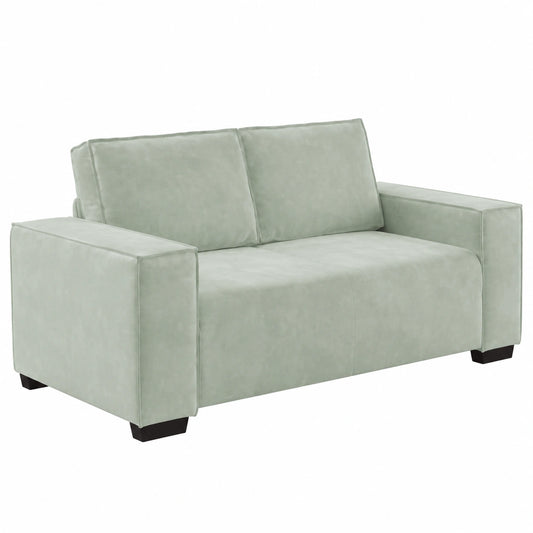 Modernes 2-Sitzer-Sofa aus Samt in Hellgrau, Ideal für Wohnzimmer, Büro oder Schlafzimmer
