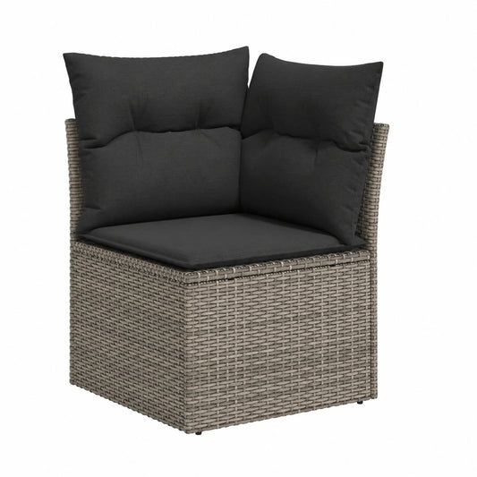 Ecksofa aus Poly Rattan für den Garten mit waschbaren Kissen, Grau