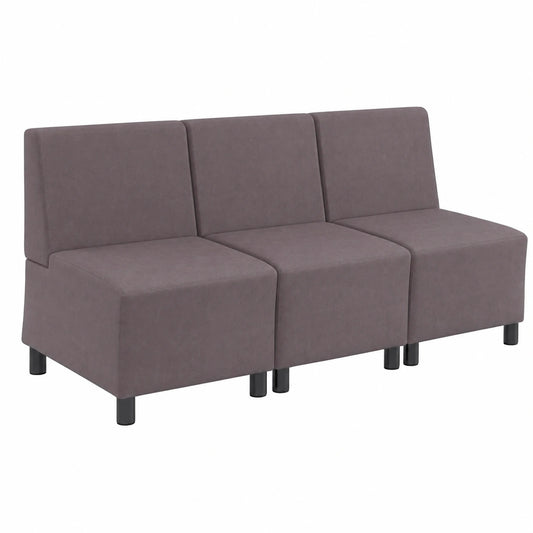 Graues modulares Kunstleder-Sofa ohne Armlehnen, 55x74x82 cm, stabiler Sperrholzrahmen, platzsparend für Wohnzimmernutzung als Sitz- und Schlafsofa