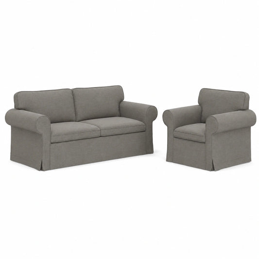 Modernes 2-teiliges Sofaset in Taupe, 175 x 82 x 80 cm, Stoff