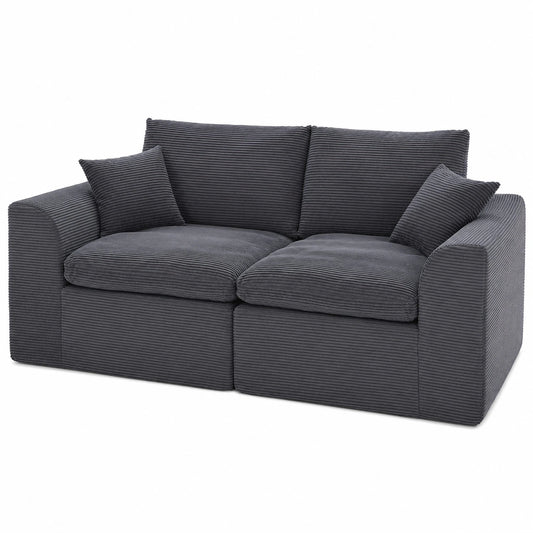Nordisches Sofa Zweisitze mit Federkern, abnehmbar Dunkelgrau